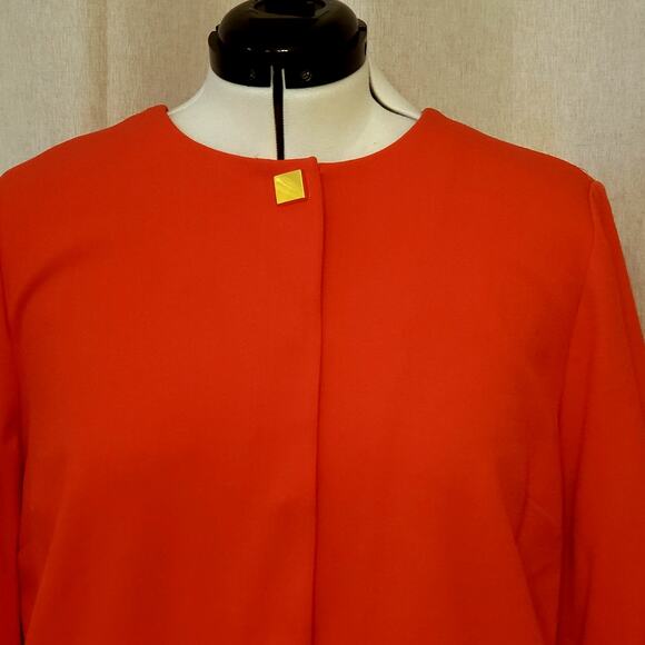 Chico's Gold Square Button Crepe Annatto Orange Boxy Jacket Size 3 (XL/16) - Picture 2 of 12